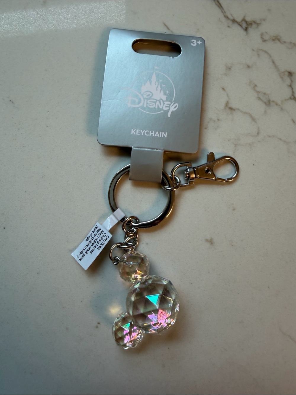 Disney Iridescent Crystal Mickey Keychain - Clear Prism